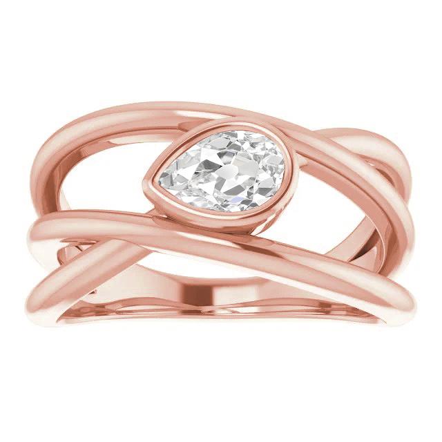 Anel Solitaire Pear Old Cut Diamond Center Stone Setting: Bezel Set Twisted Shank 2 Quilates - harrychadent.pt