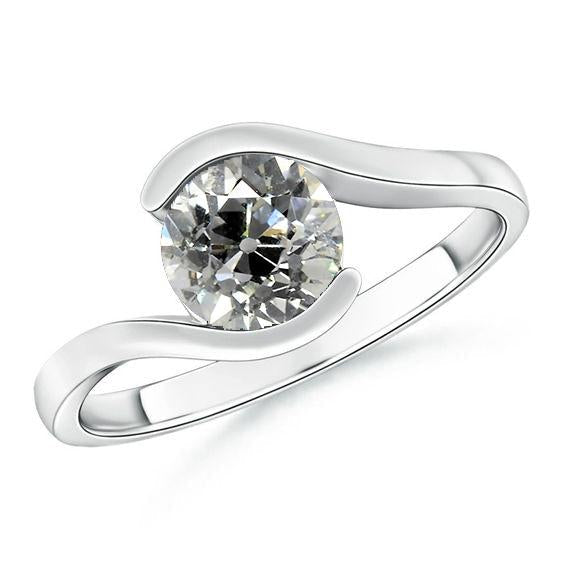 Anel Solitaire Redondo Velho Diamante Europeu 2 Quilates Estilo de Tensão - harrychadent.pt