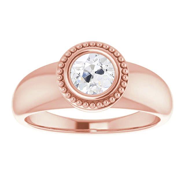 Solitaire Ring Round Old Mine Cut Diamond 2 Quilates Center Stone Setting: Bezel Set Jóias - harrychadent.pt