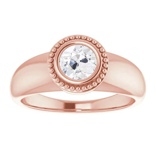 Solitaire Ring Round Old Mine Cut Diamond 2 Quilates Center Stone Setting: Bezel Set Jóias - harrychadent.pt