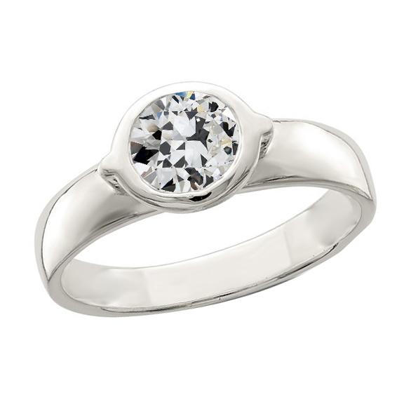 Solitaire Ring Round Old Mine Cut Diamond Center Stone Configuração: Bezel Set 1.50 quilates - harrychadent.pt