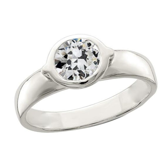 Solitaire Ring Round Old Mine Cut Diamond Center Stone Configuração: Bezel Set 1.50 quilates - harrychadent.pt