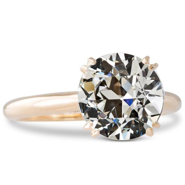 Anel Solitaire redondo antigo corte de mina de diamante duplo pino conjunto de 4 quilates - harrychadent.pt