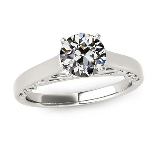 Solitaire Ring Round Old Mine Cut Diamond Estilo Vintage 2 Quilates - harrychadent.pt