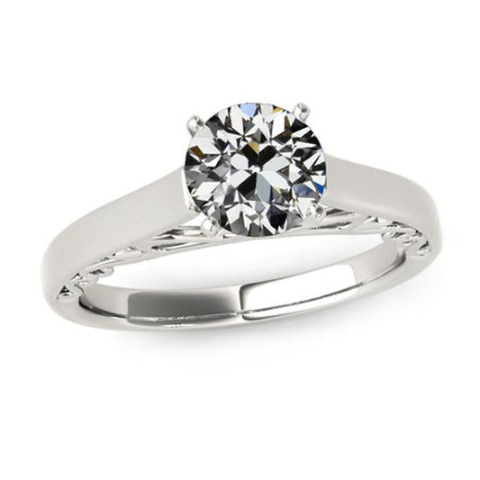 Solitaire Ring Round Old Mine Cut Diamond Estilo Vintage 2 Quilates - harrychadent.pt