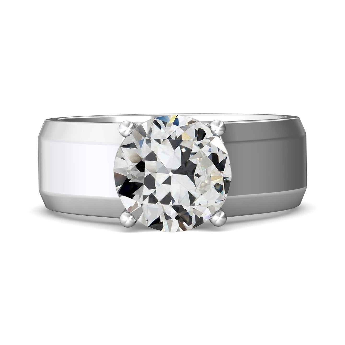 Anel Solitaire Redondo Mina Antiga com Ponta de Diamante e Haste Grossa 3 Quilates - harrychadent.pt