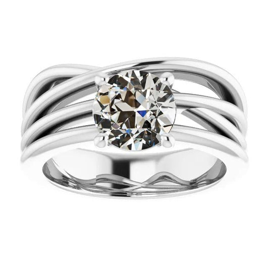 Solitaire Ring Round Old Mine Cut Diamond Triplo Split Shank 2 Quilates - harrychadent.pt