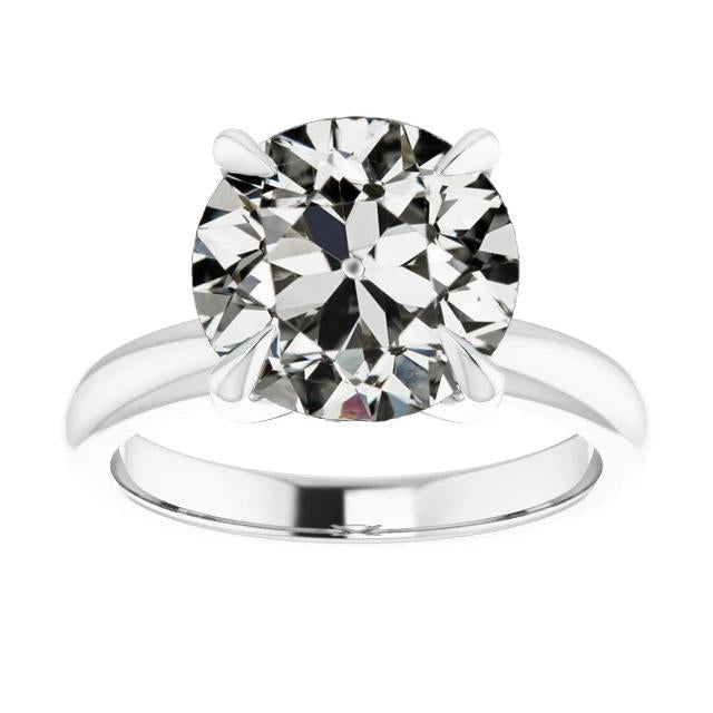 Anel Solitaire Redondo Old Mine Cut Diamond Jóias Femininas 4.50 quilates - harrychadent.pt
