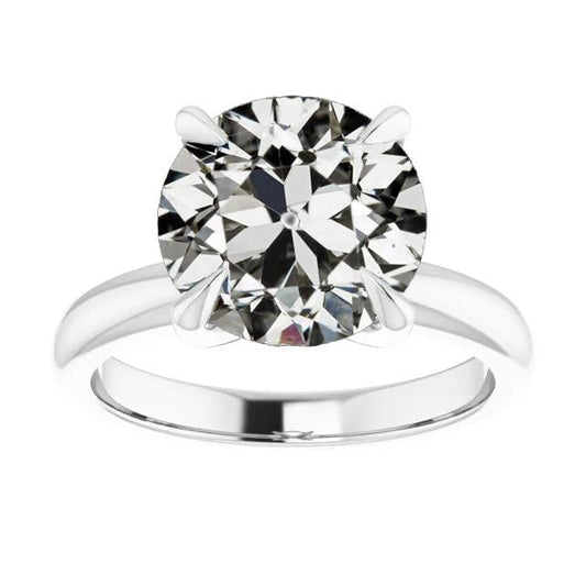 Anel Solitaire Redondo Old Mine Cut Diamond Jóias Femininas 4.50 quilates - harrychadent.pt