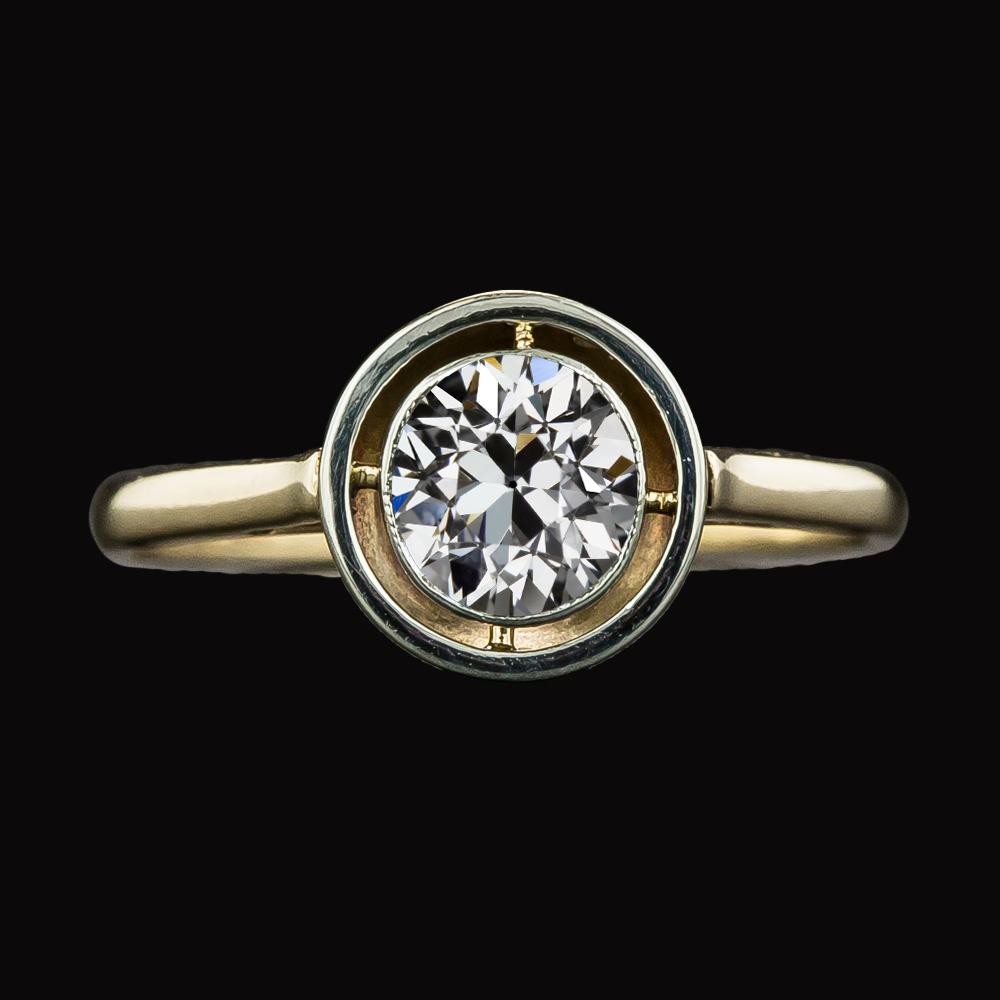 Anel Solitaire Redondo Antigo Mineiro Diamante Ouro 14K Joias 2 Quilates - harrychadent.pt