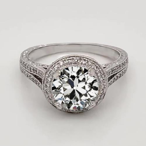 Anel Solitaire Redondo Antigo Mineiro Diamante Branco Ouro 2 Quilates Joias - harrychadent.pt