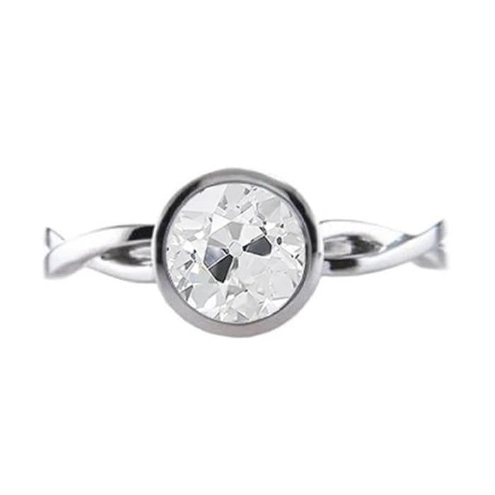 Anel Solitaire Redondo Antigo Mineiro Diamante Torcido Estilo 1.25 Quilates - harrychadent.pt
