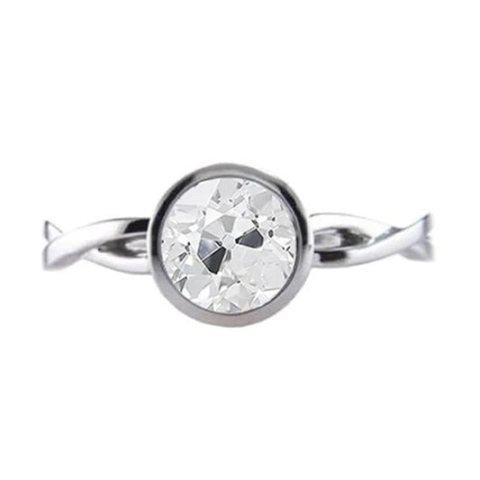 Anel Solitaire Redondo Antigo Mineiro Diamante Torcido Estilo 1.25 Quilates - harrychadent.pt