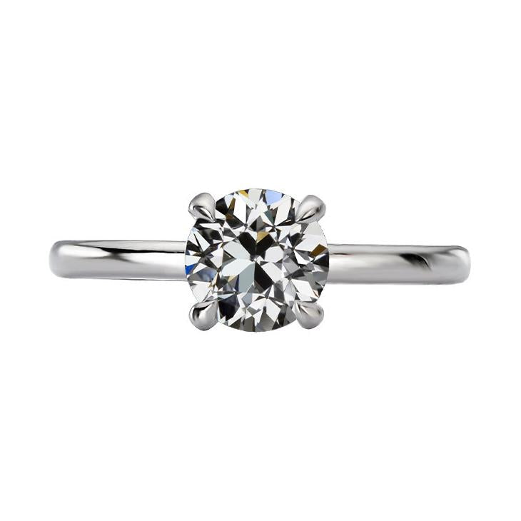 Solitaire redondo antigo corte da mina anel de diamante ouro branco 2 quilates - harrychadent.pt