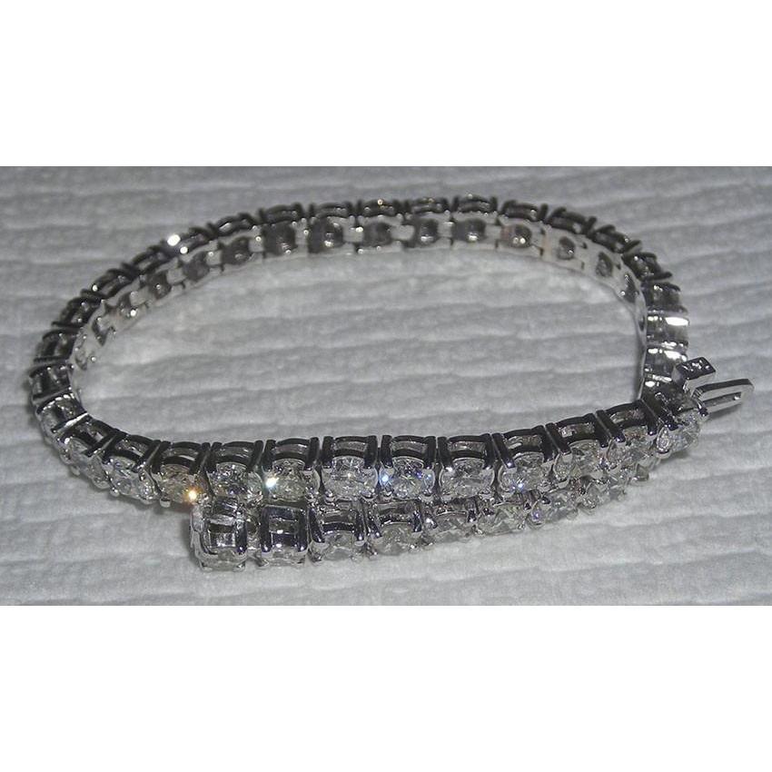 Bracelete brilhante de tênis de diamantes redondos de 10.5 quilates em ouro branco 14K - harrychadent.pt