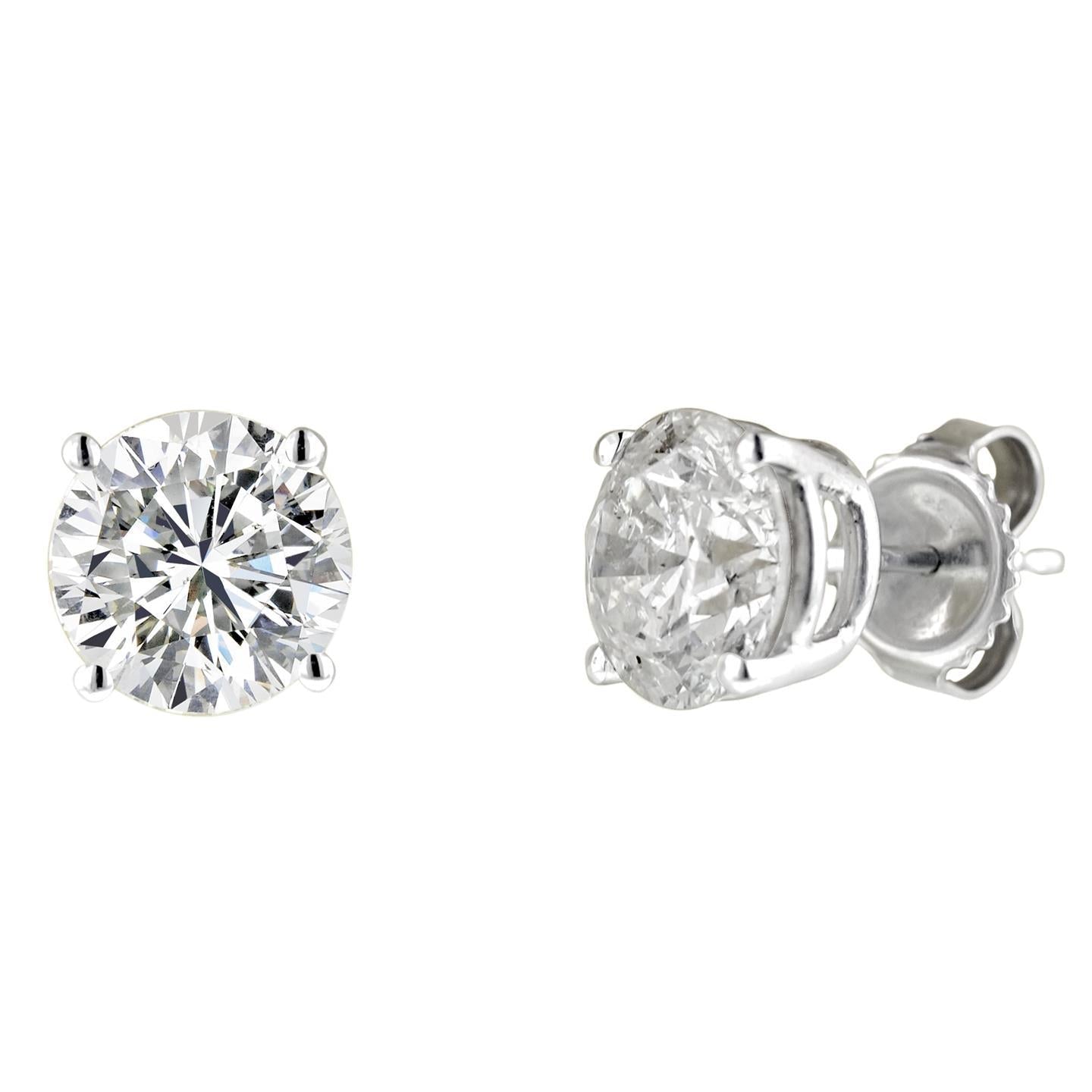 Brincos de cravo de diamantes brilhantes de 4.00 ct ouro branco 14K - harrychadent.pt
