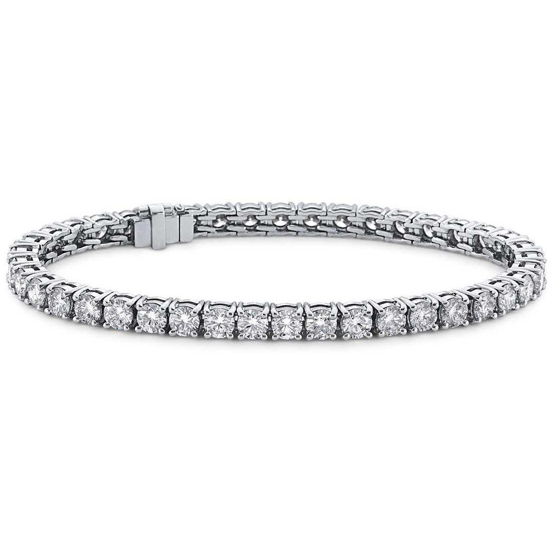 Bracelete brilhante de tênis de 8.40 ct com corte redondo de diamante em ouro branco 14K - harrychadent.pt