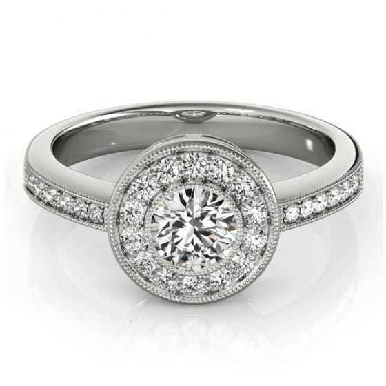 Diamantes espumantes Halo Engagement 1.35 quilates Anel dourado branco 14K - harrychadent.pt