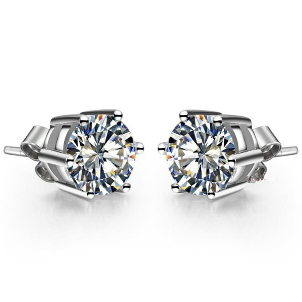 Brinco redondo espumante de corte redondo 2.10 ct de diamante para senhoras em ouro branco 14K - harrychadent.pt