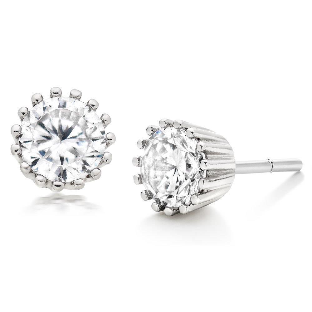 Espumante redondo corte 3.50 ct diamantes femininos brincos de ouro branco - harrychadent.pt