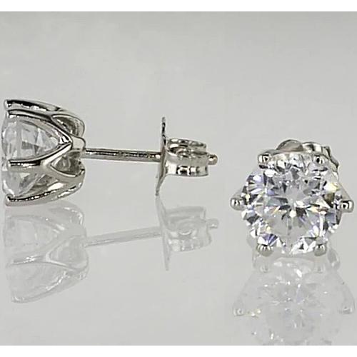 Brincos de pino 1.50 quilates de seis pontas redondas de diamante em ouro branco 14K - harrychadent.pt