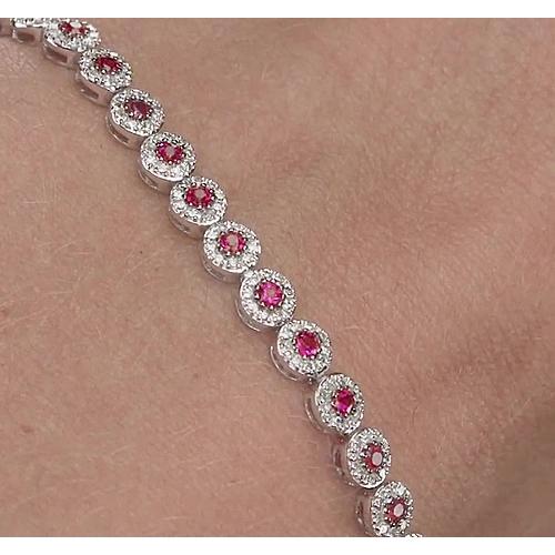 Conjunto de bracelete de tênis de 12 quilates com pontas de safira rosa e ouro branco 14K - harrychadent.pt