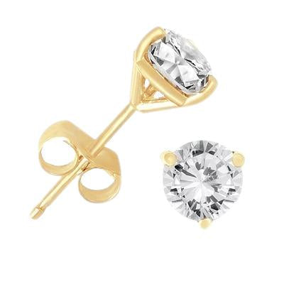 Conjunto de três pinos redondo de 3 quilates de diamantes e brincos de pino ouro amarelo - harrychadent.pt