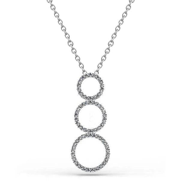 Colar triplo de 8 quilates com pendente redondo de diamantes em ouro branco 14K - harrychadent.pt