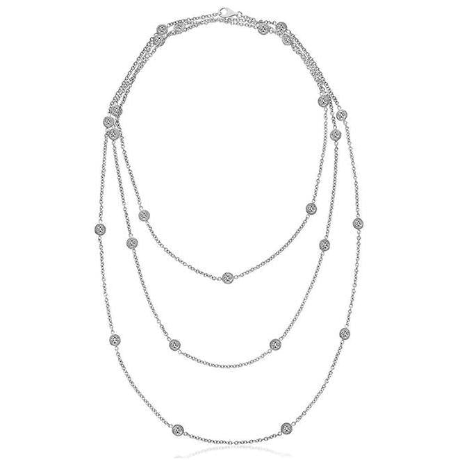 Colar de diamantes de corrente tripla de 18 "de jarda de 8,75 ct - harrychadent.pt