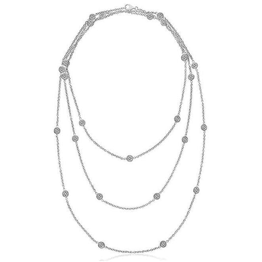 Colar de diamantes de corrente tripla de 18 "de jarda de 8,75 ct - harrychadent.pt