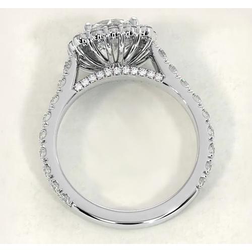 Anel Halo de Diamante Estilo Vintage 4.50 Quilates em Ouro Branco 14K - harrychadent.pt