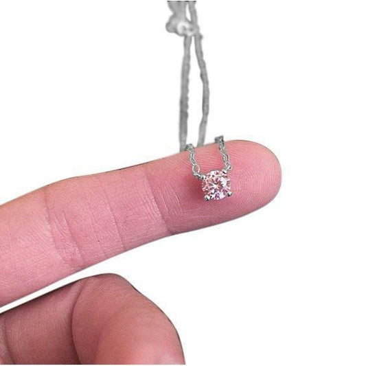 Colar com pingente de diamante redondo de ouro branco de 1 quilate - harrychadent.pt