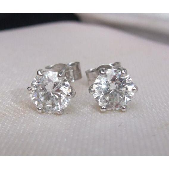 Brincos de ouro branco 14K 2.00 quilates com diamantes lapidação de mina novos - harrychadent.pt