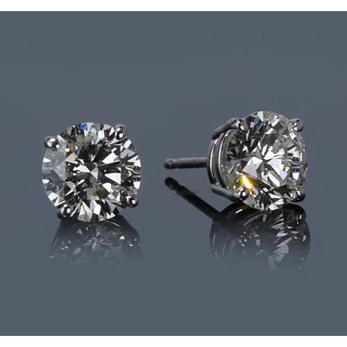 Brinco de pino redondo de diamante com quatro pontas em ouro branco 14K 3 quilates F Vs1 - harrychadent.pt