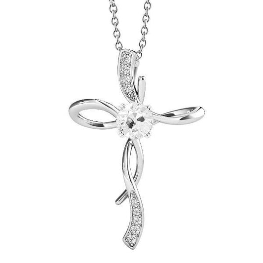 Pingente de cruz de ouro branco 14K diamante antigo lapidado de mina 2 quilates - harrychadent.pt