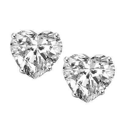Brincos femininos em ouro branco 14K com corte de coração e diamante de 3 quilates - harrychadent.pt