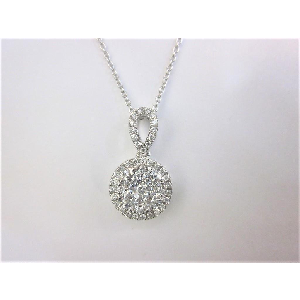 Colar de pingente de ouro branco 14K com corrente de 2 quilates e corte redondo - harrychadent.pt