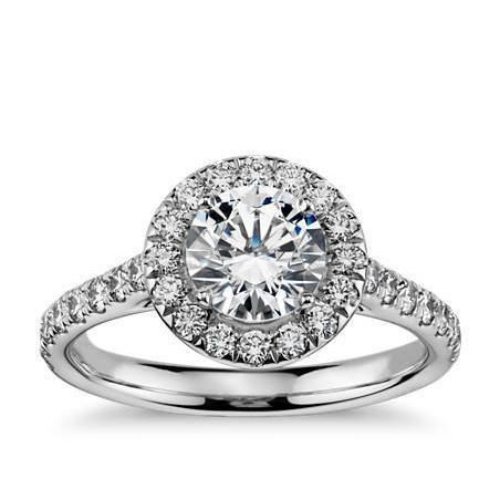 Solitário de ouro branco 14K com detalhes em diamante Halo Ring 1.40 quilates - harrychadent.pt
