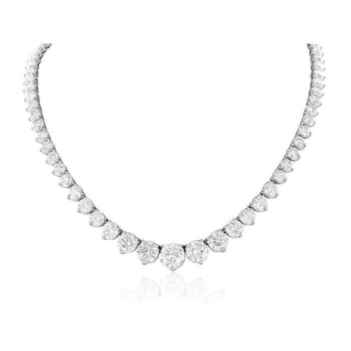 Colar feminino de ouro branco 14K diamantes pequenos com corte redondo de 25,00 quilates - harrychadent.pt
