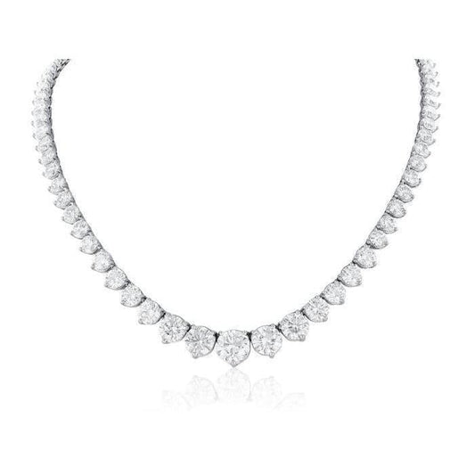 Colar feminino de ouro branco 14K diamantes pequenos com corte redondo de 25,00 quilates - harrychadent.pt