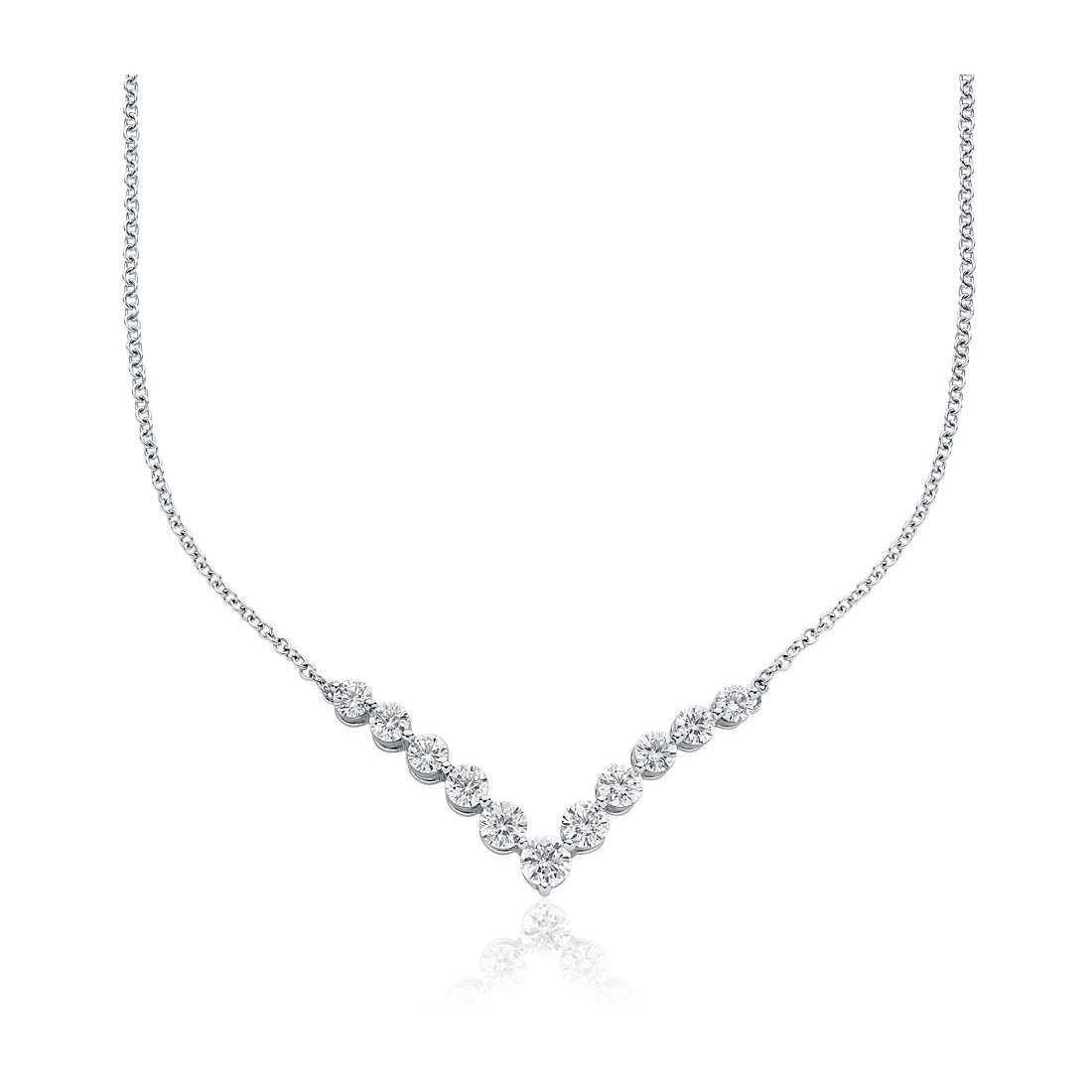 Collana da donna in oro bianco 14K con taglio rotondo e diamanti scintillanti da 2 carati - harrychadent.pt