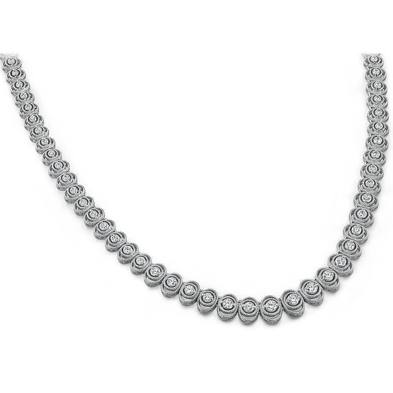 Colar de tênis feminino de ouro branco 14K de diamantes 12 quilates - harrychadent.pt