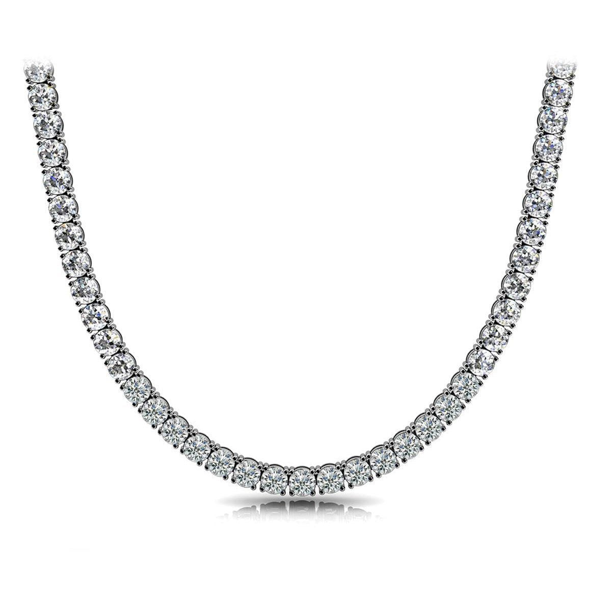 Collana da tennis da donna in oro bianco 14K con diamanti rotondi da 19 kt incastonati - harrychadent.pt