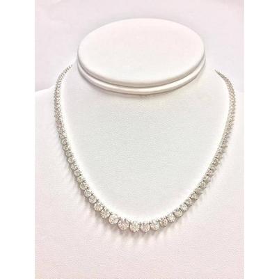 Collana Donna Oro Bianco F Vvs1 Tondo 12.00 Carati Diamanti - harrychadent.pt
