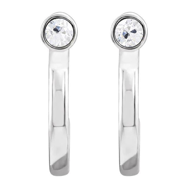Brincos de argola aberta para senhoras em ouro branco. Old Miner Center Stone Setting: Bezel Set 2 Quilates - harrychadent.pt