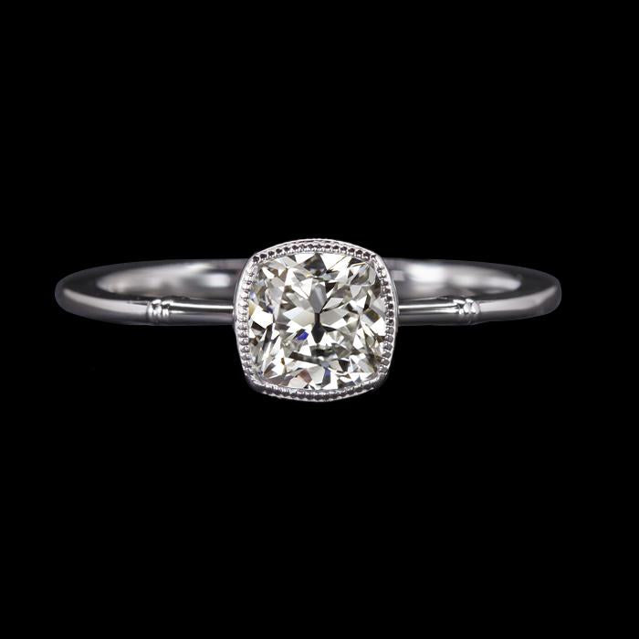 Almofada Solitaire Ouro Branco Antigo Minerador Anel de Diamante 3 Quilates - harrychadent.pt
