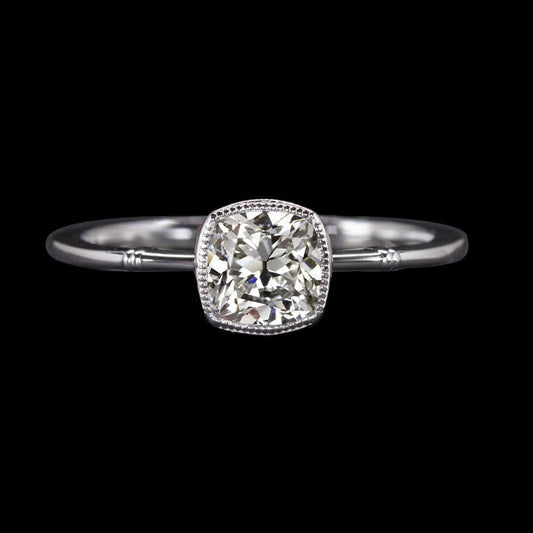 Almofada Solitaire Ouro Branco Antigo Minerador Anel de Diamante 3 Quilates - harrychadent.pt