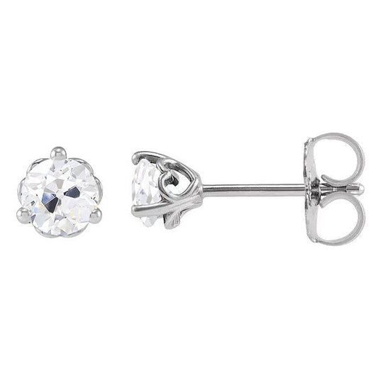 Brincos de ouro feminino de mina antiga com pregos de diamante de 4 quilates - harrychadent.pt