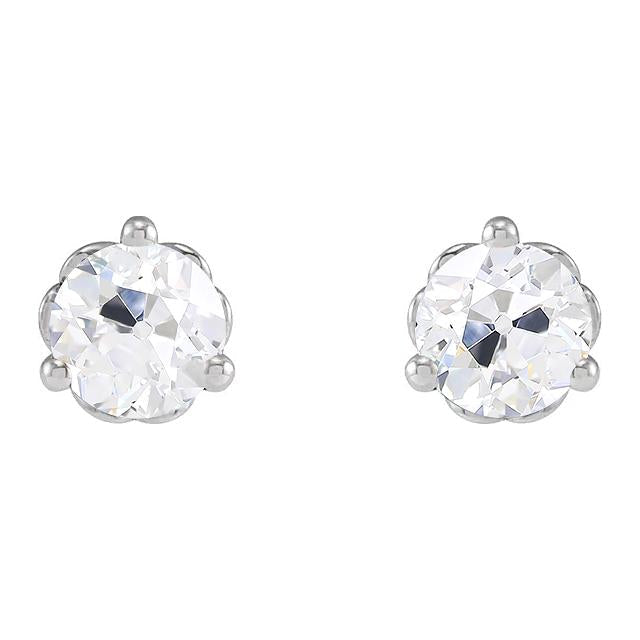 Brincos de ouro feminino de mina antiga com pregos de diamante de 4 quilates - harrychadent.pt