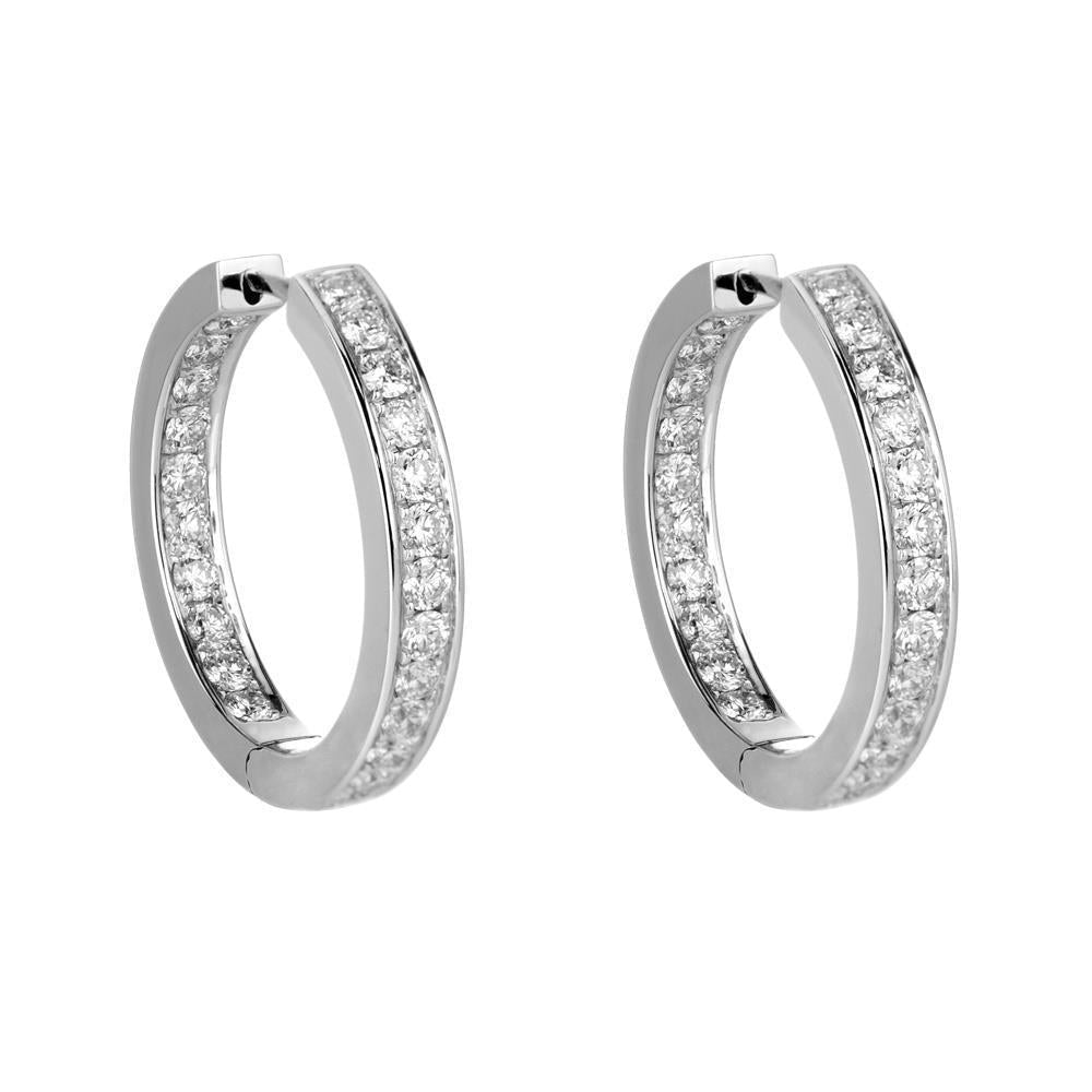 Brincos de argola femininos de 4.30 quilates com lapidação redonda e ouro branco 14K - harrychadent.pt